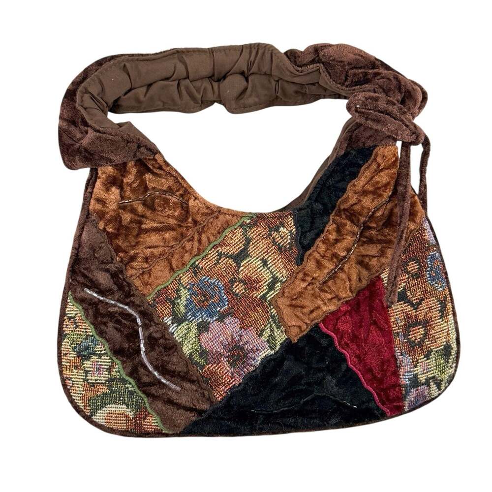 Sharon G Vintage Y2K Velvet Brocade Tapestry Patchwork Boho Small Bag